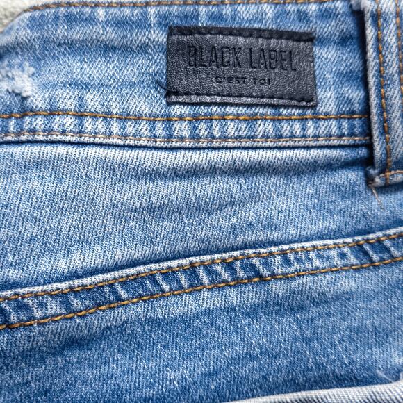 Black Label Skinny Jeans Distressed Blue Raw Hem Size 25 Y2K Grunge - Picture 9 of 10